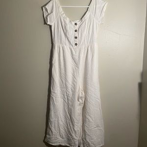 American Eagle Outfitters Cream Jumpsuit